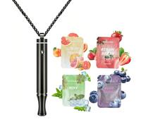 Cyanslen Breathing Necklace with Resistance for Mindful Relaxation, Anxiety Relief Breath Free Necklace with 4 Flavoured Filters for Calm & Focus, Adults Stress Relief Gifts (Black)