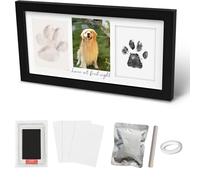Cyanslen Dog and Cat Paw Print Set, Paw Print Ink Keepsake Photo Frame Kit, Pet Pawprints Photo Frame and Impression Set, Easy Home Use, Wall Hanging & Stand (Black)