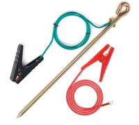 CYANTEKOMS Portable Ground Rod with 4ft 12AWG UL Listed Grounding Wire with Crocodile Clip,Great for Electric Fences,Antennas,Generator (Grounding Rod with 2Pcs 4ft Wire)