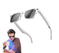 Cyanvue AI Smart Glasses, 8mp Camera Glasses with Music & Call Features, Smart Sunglasses for Men/Women, Bluetooth Camera Glasses with 144 Translation Anti-Blue Light UV Protection (White)