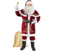 CYANX Christmas Santa Claus Costume for Men Adult 12pcs Santa Suit Deluxe Professional Velvet Outfit for Xmas Holiday Party Cosplay(XL)