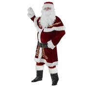 CYANX Santa Claus Costume for Adult 8PCS/Set Velvet Santa Suit Men Christmas Outfit for Christmas Holiday Party Cosplay(L)