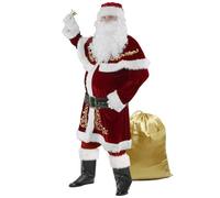 CYANX Santa Claus Costume for Men 12pcs Christmas Set Deluxe Velvet Adult Santa Suit(XL)