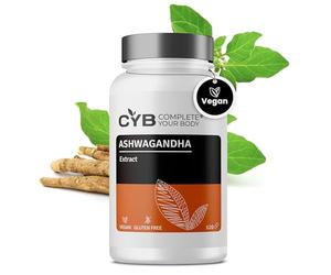 CYB | Ashwagandha Capsules High Dose - 5% Withanolides 600mg - with Magnesium Glycinate, Vitamin B6, and Zinc - 120 Capsules 2 Month Supply - Vegan - Laboratory Tested