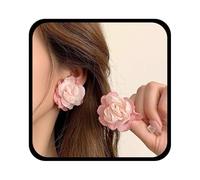 Cybche Boho Beach Pink Earrings Fabric Large Flower Stud Earrings Wedding Chiffon Floral Rose Earring Exaggerated Statement Petal Studs Jewelry For Women, dimensione unica, Zinc, No Gemstone