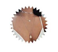 Cybche Boho Layered Gemstone Tears Necklace Silver Dove of Peace Necklace Coin Sequins Choker Necklaces Moonstone Water Drop Pendant Necklaces Created Moonstone Jewellery for Women