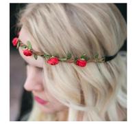 Cybche Flower Hair Band Flower Crown Headband Red Flower Hair Bands Artificial Rose Hair Wreath Flower Headband Adjustable Elastic Hair Band Hawaiian Party Accessories Jewellery for Women