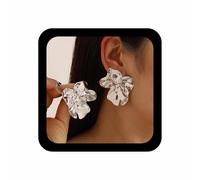 Cybche Large Chunky Earrings Gold Statement Textured Irregular Earring Stud Geometric Unique Floral Petal Earrings Dangling Exaggerated Hammered Earring Party Prom Jewelry, dimensione unica, Zinc, No