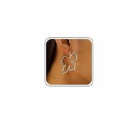 Cybche Large Hoop Earrings Flower Exaggerate Thread Flower Dangle Earrings Gold Hollow Open Linear Floral Studs Earring Jewelry for Women, dimensione unica, Zinc, No Gemstone