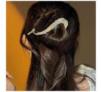 Cybche Large Rhinestone Hair Clip Gold Cz Hair Barrette Clip Crystal Banana Cz Hair Clip French Style Twist Hair Barrette Decorative Hair Accessories Jewelry for Women (Gold)