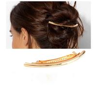 Cybche Simple Hair Clip Gold Metal Hair Barrettes Curved Clip Long Barclips Barrette Decorative Metal Hair Accessories Jewelry for Women Headwear (gold2)