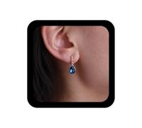 Cybche Vintage Crystal Blue Teardrop Earrings Simulated Sapphire Dangle Drop Earrings Wedding CZ Water Drop Birthstone Stud Earrings Jewellery For Women, Zinc, No Gemstone