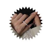 Cybche Vintage Crystal Ring Pearl Small Pearl Knuckle Finger Ring Wedding Stretch Beads Rings Tiny Rhinestones CZ 70s 80s Disco Ball Rings Wedding Jewelry for Women