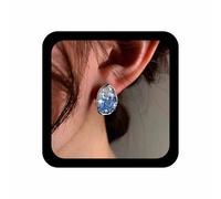 Cybche Vintage Green Irregular Oval Emerald Earrings Wedding Cluster Paved CZ Earring Minimalist Geometric Rhinestone Statement Studs Party Prom Jewelry, dimensione unica, Zinc, No Gemstone