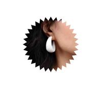 Cybche Vintage Large Acrylic Hoop Earrings White Resin Chunky C-shaped Earrings Acrylic Open Thick Hoop Dangle Earring Candy Colour Resin Geometric Circle Earring Jewellery for Women, Zinc, No