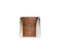 Cybche Vintage Layered Evil Eye Choker Necklace Gold Hamsa Hand Pendant Necklace Turkish Blue Eye Necklaces Layering Italian Box Chain Necklaces Lucky Protection Jewellery For, Zinc, No Gemstone