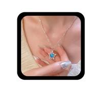 Cybche vintage sapphire star pendant necklace blue cistal star necklace cz stars necklaces choker necklaces silver stars hollow necklace created sappia