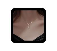 Cybche Vintage Wedding Rhinestone Tears Necklace Choker Sparkling Crystal Tears Pendant Necklace Gold Minimalist Thin Chain Small CZ Water Drop Necklaces Jewellery for Women, Zinc, No Gemstone