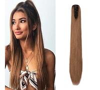 Cybelleza 22" Ponytail Extensions Long Straight Ponytail Clip in Hair Extensions Claw on Pony Tails Hairpieces Synthetic Natural Looking for Women(Golden Brown)