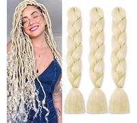 Cybelleza 24inch Jumbo Braids Hair Extensions Braiding Hair Synthetic 3PCS/lot Crochet Twist High Temperature African Box Braids(Bleach Blonde)