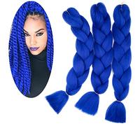 Cybelleza 24inch Jumbo Braids Hair Extensions Ombre Braiding Hair Synthetic 3Pieces/lot Crochet Twist High Temperature African Box Braids, Sapphire Blue