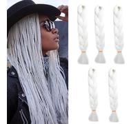 Cybelleza 24inch Jumbo Braids Hair Extensions Ombre Braiding Hair Synthetic 5Pieces/lot 500g Crochet Twist High Temperature African Box Braids, White