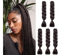 Cybelleza 24inch Ombre Jumbo Braids Hair Extensions Braiding Hair Pieces 5pcs 500g Bundles Synthetic Jumbo Braid Hair Crochet Twist African Box, Dark Brown