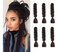 Cybelleza 6 Pcs /600g 24" Braiding Hair Extensions Jumbo Braids Synthetic Crochet Hair Afro Box Braid Heat Resistent (Medium Brown)