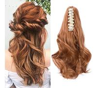 Cybelleza Clip in Ponytail Extension 12 Inch Claw on Short Cute Pony Tails Hairpieces Synthetic Fake Ponytail Curly Ponytail Natural Wavy Hairpiece for Women - Light Auburn
