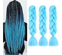 Cybelleza Jumbo Braiding Hair Extensions Synthetic 3PCS/Lot 24inch Ombre Jumbo Braids Crochet Twist Afro Box Braid Heat Resistent (Sky Blue)