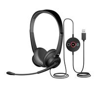 Cyber Acoustics AC-204ENC Stereo USB Headset - Advanced ENC, Audio for Calls & Music, In-Line Control, Ideal for Call Centers, Classrooms, and Homes