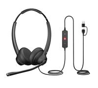 Cyber Acoustics AC-404 USB Headset with AI-Powered Noise Cancellation | Great for Hybrid Work and Team Calls, Works in Offices, Homes, Any Environment, Keeps Background Noise Out of Your Calls