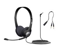Cyber Acoustics Stereo Headset, 3.5mm stereo & Y-adapter for separate Headphone & Mic Connection, K12 School Classroom and Education (AC-204)