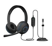 Cyber Acoustics USB-C Headset with Microphone for PC (AC-5014), Wired Computer Headphones with Noise Cancelling Mic, in-Line Volume and Mute Controls. Ideal Headset for Office, Classroom & At Home