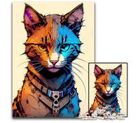 Cyber Angry Cat Artwork 1000 Piece Jigsaw Puzzles for Adults Puzzles for Adults for Home Decor Ideal ChristmasNew Year Gift for Teenagers 1000 PCS(38x26cm)