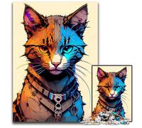Cyber Angry Cat Artwork Puzzle 1000 Pieces Jigsaw Difficult Puzzles for Adults Interactive Family Game DIY Home Decor Brain Teaser Gift 1000 PCS(75x50cm)