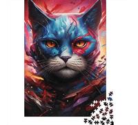 Cyber Cat Warrior 1000 Pc Thickened Paper Puzzle Grown-Ups Relaxation Hobby Easy Store Engaging Brain Teaser 52x38cm/1000pcs