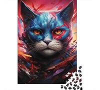 Cyber Cat Warrior 1000 Piece Extra-thick Cardboard Classic Jigsaw Puzzle Adult Jigsaws Brain Training Wall Decoration Gift Idea 52x38cm/1000pcs