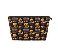 Cyber Cute Duck Print Makeup Bag, Cosmetic Travel Toiletry Bag for Women, Cute Leather Makeup Pouch Organizer