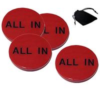 Cyber-Deals Lot of 4pcs Texas Hold'em Poker 2" All in Buttons, Double Sided Red wth Black Lettering