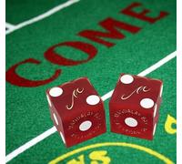 Cyber-Deals Wide Selection Craps Bundle Set: Las Vegas Style Felt Layout + Pair 19mm Authentic Nevada Casino Table-Played Dice (Mandalay - Red Frosted)