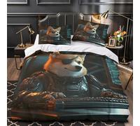 Cyber dog hacker 3D Digital Print Duvet Cover Set 3pcs Microfibre Lightweight Concealed Sci-fi animated Duvet Insert Cover 2 Pillowcases Skin-Friendly Home Decor Kids & Girls Single（140x200cm）