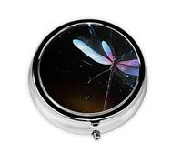 Cyber Dragonfly Mini Round Pill Box, can be Put into Wallet, Pocket, Light and Convenient, 3 Compartment Pill Box, Portable Pill Box,