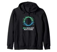 Cyber Goth 404 Sunlight Not Found Techno Glitch Zip Hoodie