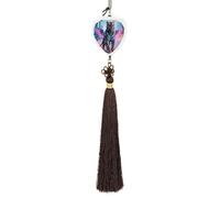 Cyber Hippie Tiger Car Pendant Sun Catcher Crystal Ornament for Rearview Mirror, Elegant Car Hanging Ornament with Tassel for Home & Office Decor