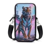 Cyber Hippie Tiger Cell Phone Bag with Detachable Strap, Aesthetic Mini Sling Bag Small Crossbody Bag for Phone