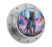 Cyber Hippie Tiger Kitchen Timer Mechanical Cooking Timer Clock with Loud Alarm Magnetic Countdown Timers Stainless Steel Egg Timer for Kitchen, Work, Exercise Training, Outdoor Activities
