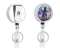 Cyber Hippie Tiger Retractable Work Badge Holder Keychain Badge Reel 24.4" Cord & 360° Swivel Alligator Clip Heavy Duty Id Name Tag Holder for Nurses Doctors Teachers Office Workers