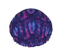Cyber Lion Cool A Print Shower Caps for Women, Reusable Double Layers Elastic Band Long Hair Bath Caps for Shower