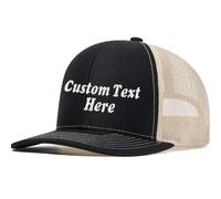 Cyber Monday Deals Custom Logo Embroidered Trucker Hats for Men Personalized Adjustable Snapback Mesh Cap Great for Outdoors Baseball Cap Black-Khaki